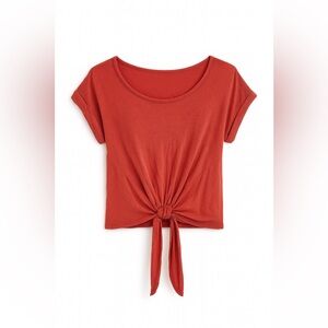 Feminine Tie-Front Top with Embroidered Back Detail